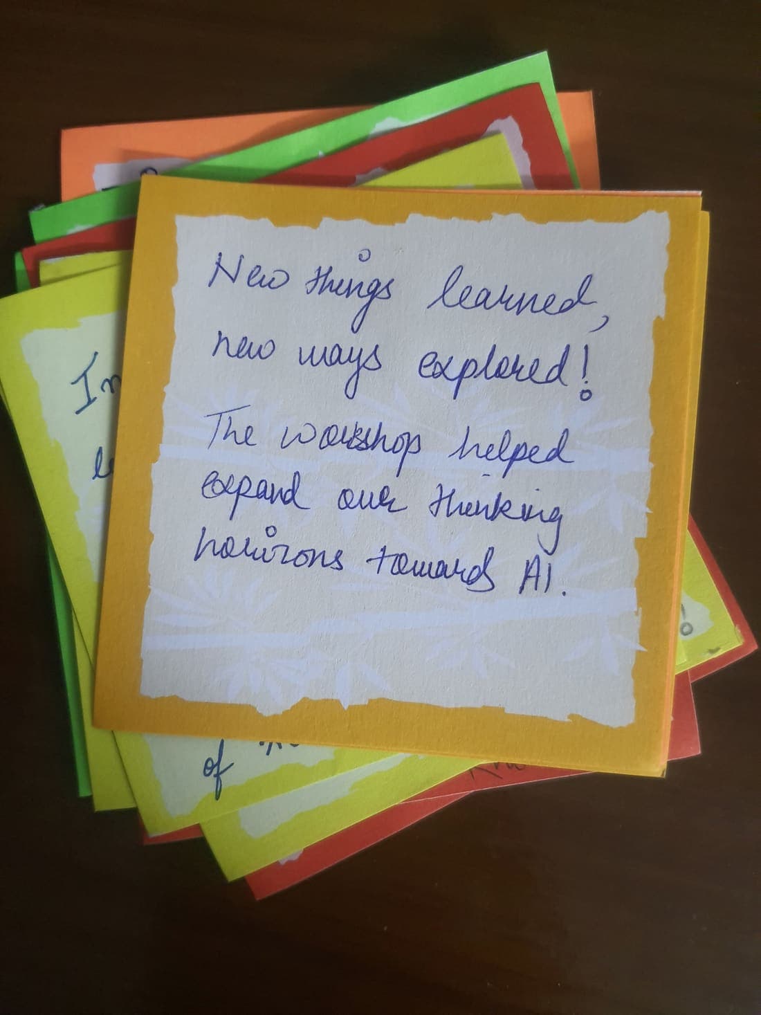 Handwritten workshop reflection 10